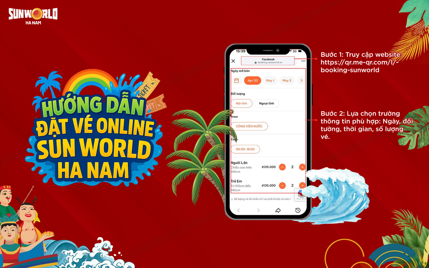 Hướng dẫn đặt vé Online Sun World Hà Nam