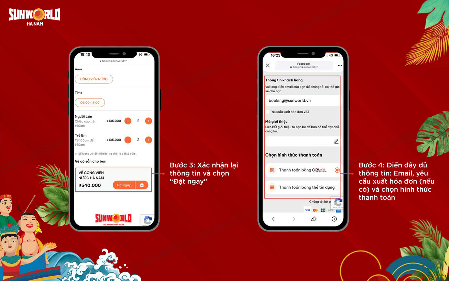 Hướng dẫn đặt vé Online Sun World Hà Nam