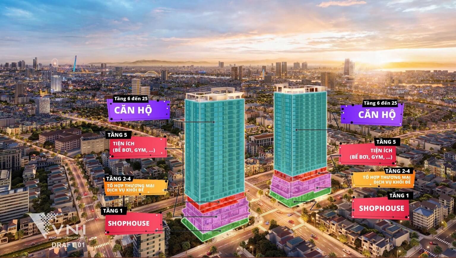 công năng tầng dự án sun costa residence đà nẵng