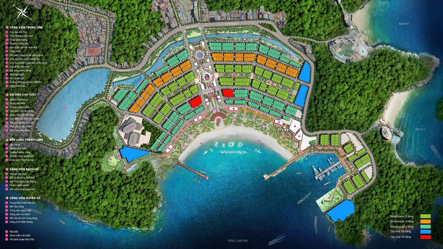 mặt bằng dự án xanh island cát bà by sun group