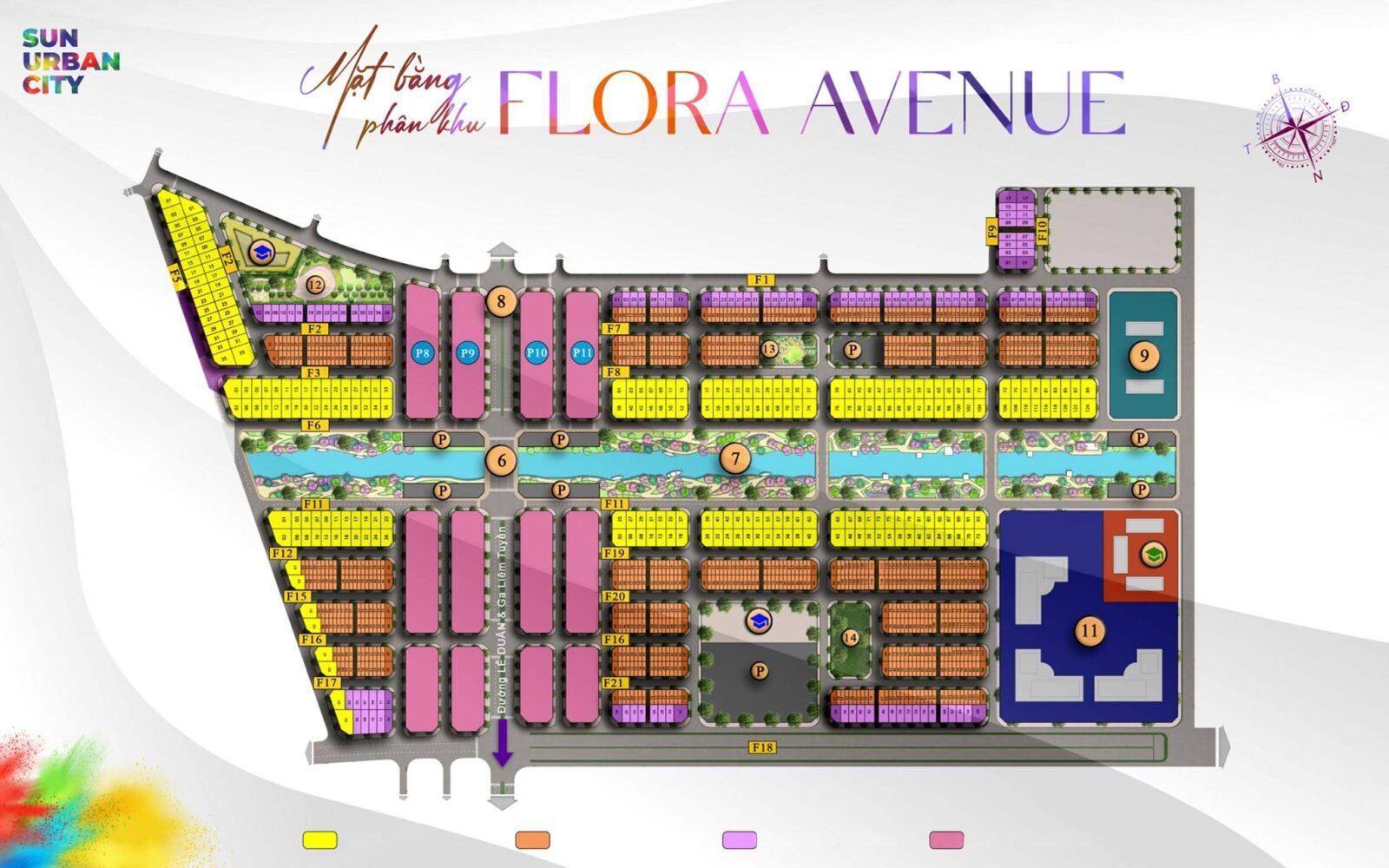 mặt bằng phân khu flora avenue sun urban city hà nam