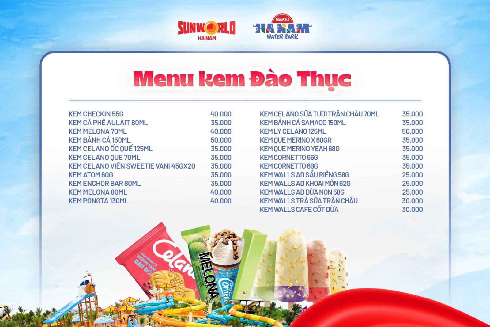 menu kem nhà hàng đào thục