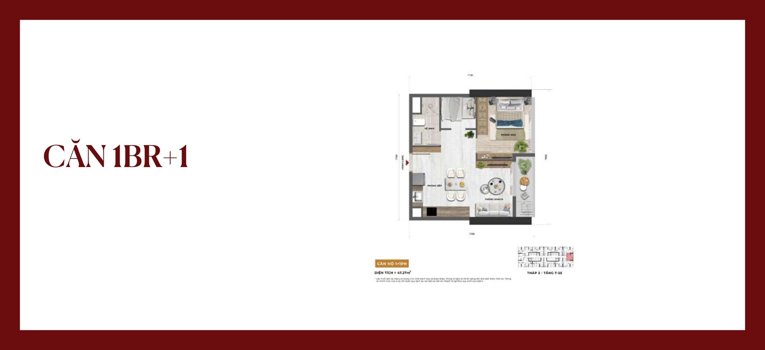 Thiết kế căn hộ 1 ngủ dự án Sun Feliza Suites Cầu Giấy