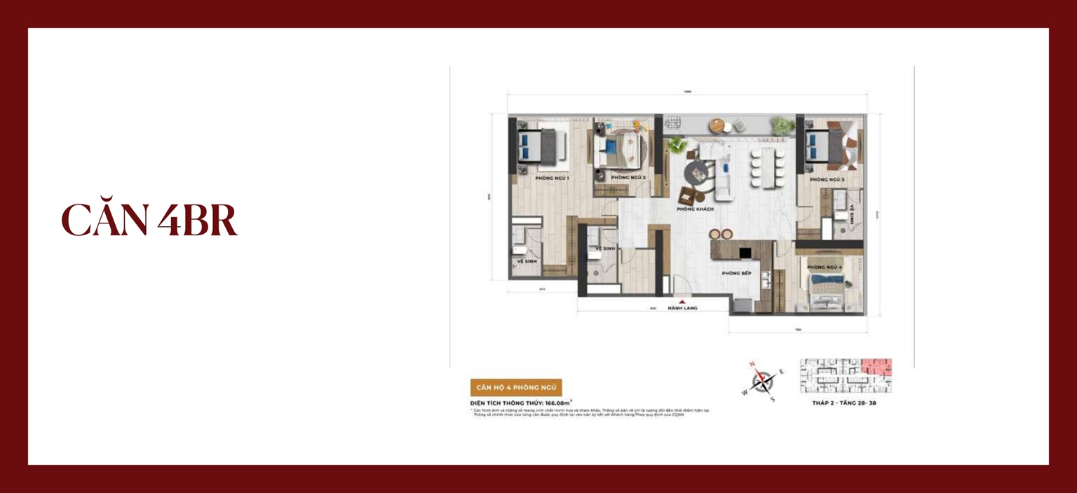Thiết kế căn hộ 4 ngủ dự án Sun Feliza Suites Cầu Giấy