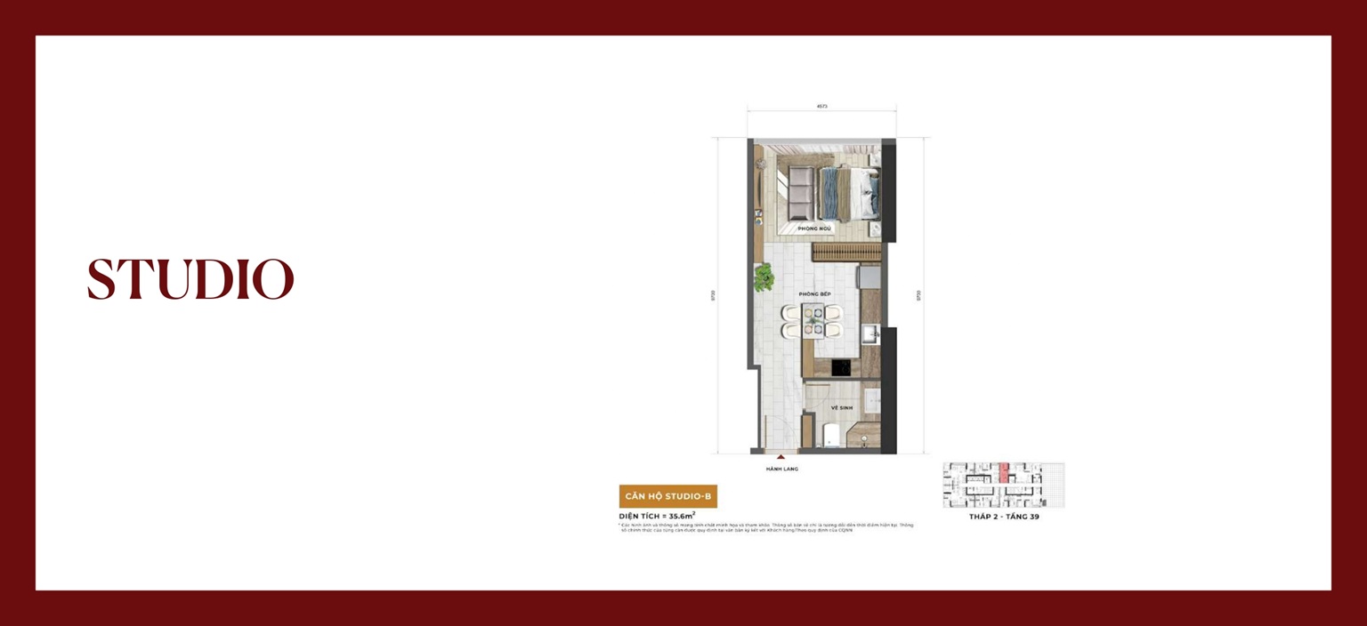 Thiết kế căn hộ studio dự án Sun Feliza Suites Cầu Giấy